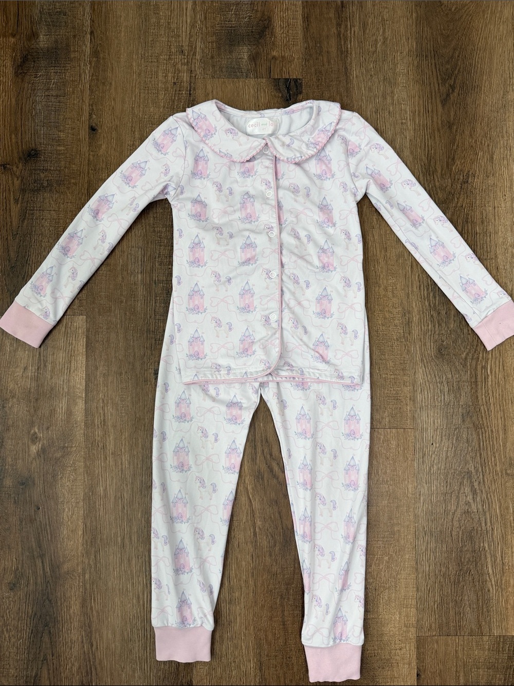 Cecil & Lou Girls 4T Princess Castle Pony Peter Pan Collar Pajama Set